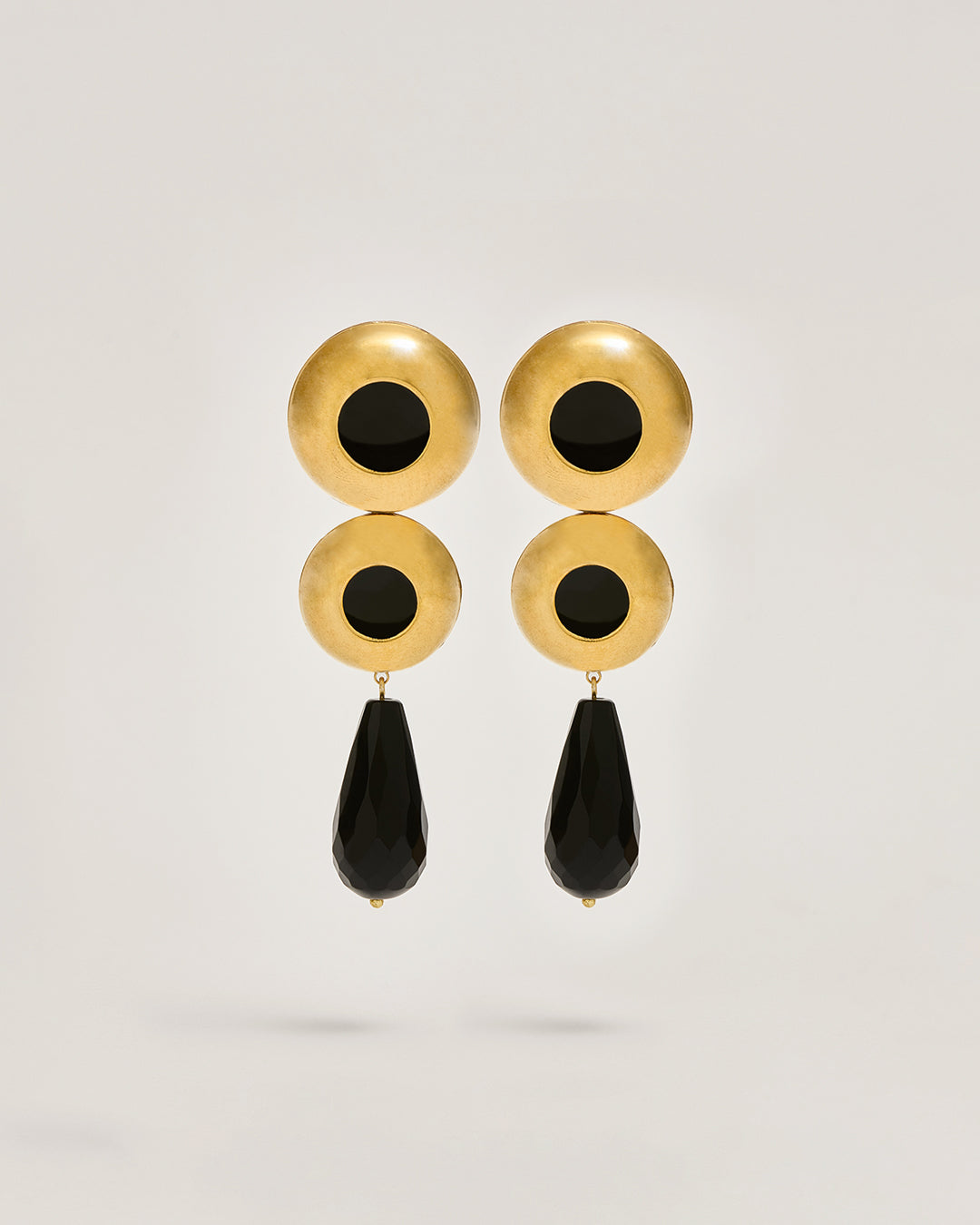 BRIGITTE · Orecchini bottone vintage bicolore e onice